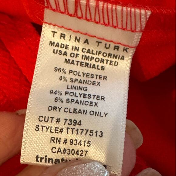 Trina by Trina Turk Off The Shoulder Red Dress with Flounce Sleeves Size 2 NWT - Picture 8 of 8